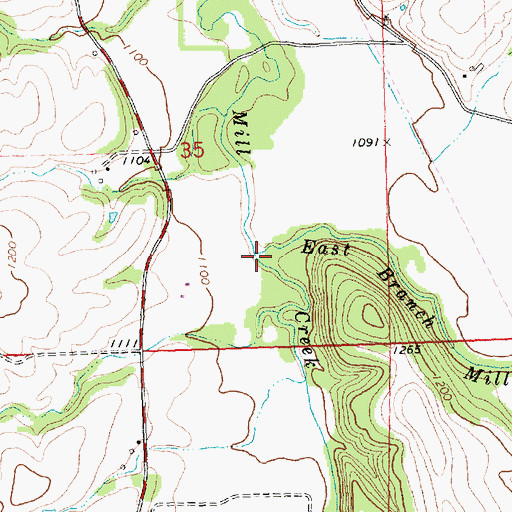 Topographic Map of East Branch Mill Creek, KS