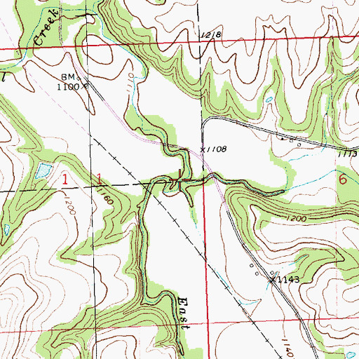 Topographic Map of Nehring Creek, KS