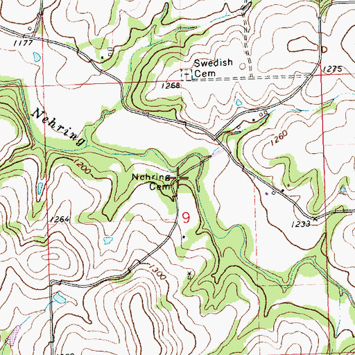 Topographic Map of Nehring Cemetery, KS
