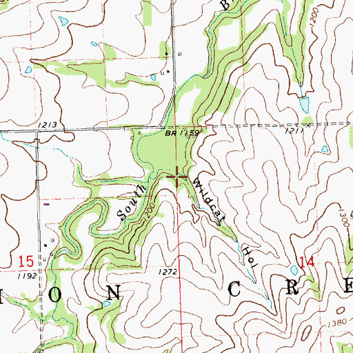 Topographic Map of Wildcat Hollow, KS