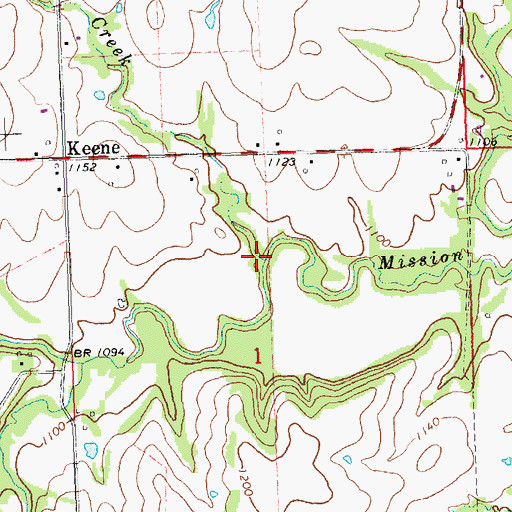 Topographic Map of Beach Creek, KS
