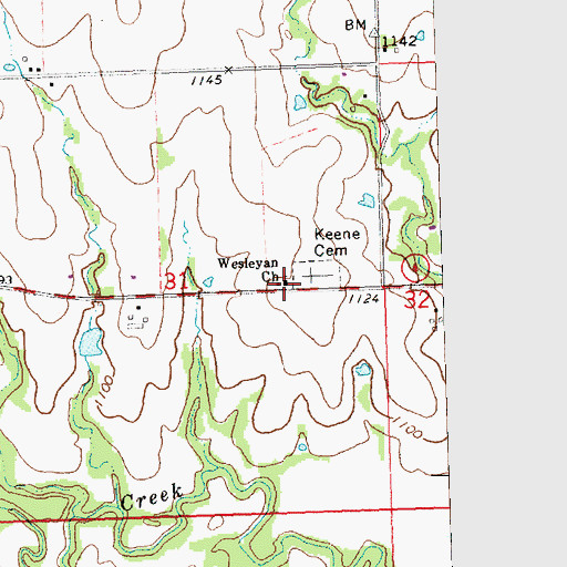 Topographic Map of Wesleyan Church, KS