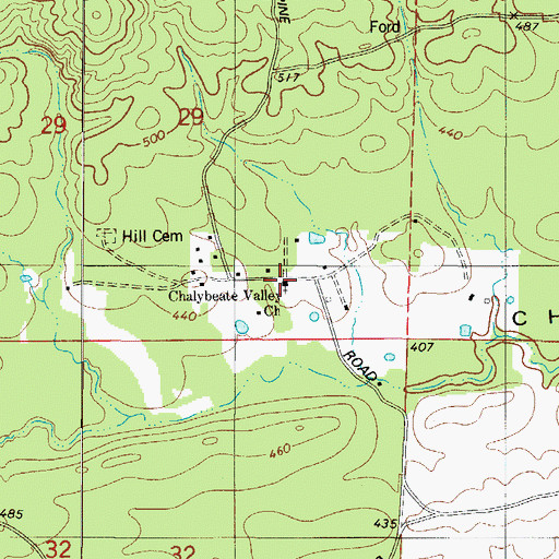 Topographic Map of Chalybeate Valley Church, AR