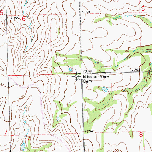 Topographic Map of Mission View Cemetery, KS