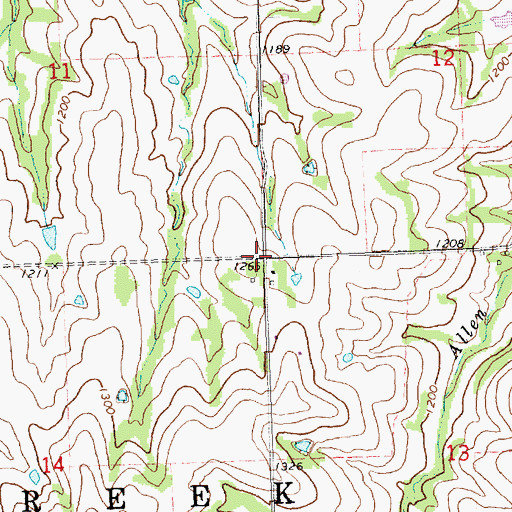 Topographic Map of Township of Mission Creek, KS