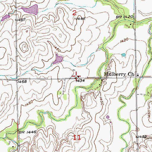 Topographic Map of Mulberry School (historical), KS