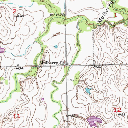 Topographic Map of Mulberry Church, KS