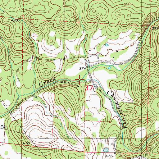 Topographic Map of Chamberlain Creek, AR