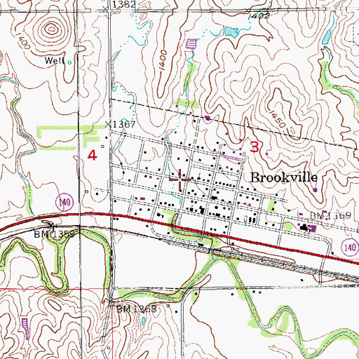 Topographic Map of Brookville, KS