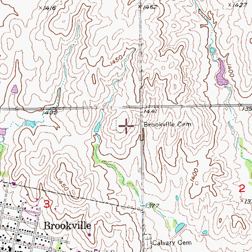 Topographic Map of Brookville Cemetery, KS