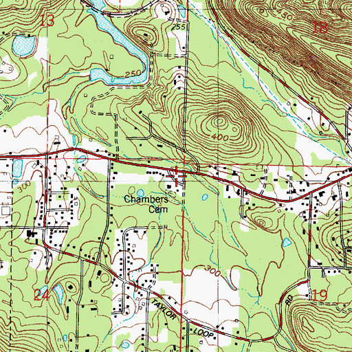Topographic Map of Chambers Cemetery, AR