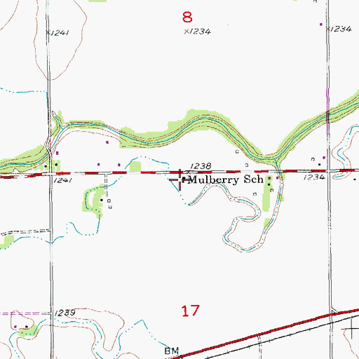 Topographic Map of Mulberry School, KS
