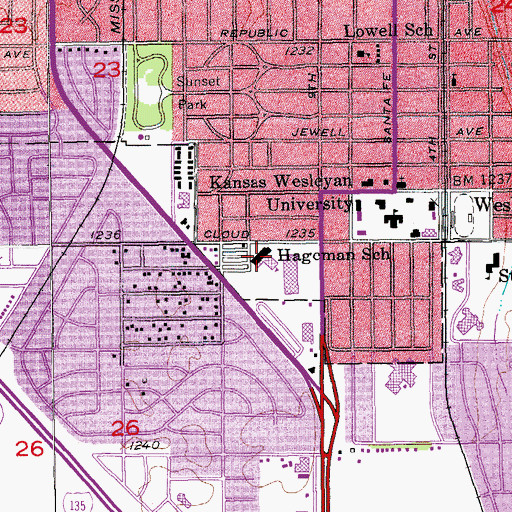 Topographic Map of Hageman Elementary School, KS