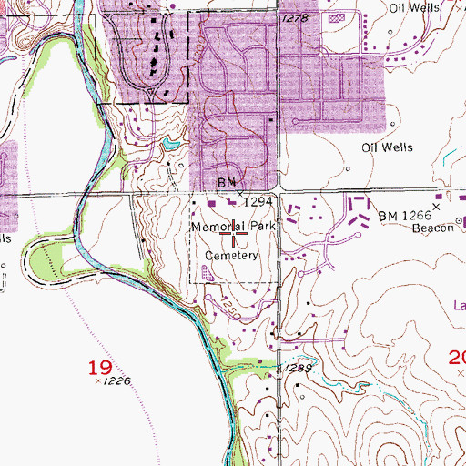 Topographic Map of Roselawn Memorial Park Cemetery, KS