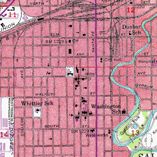 Topographic Map of Salina, KS