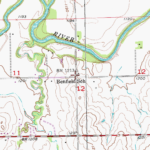 Topographic Map of Benfield School, KS
