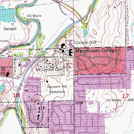 Topographic Map of Mount Calvary Cemetery, KS