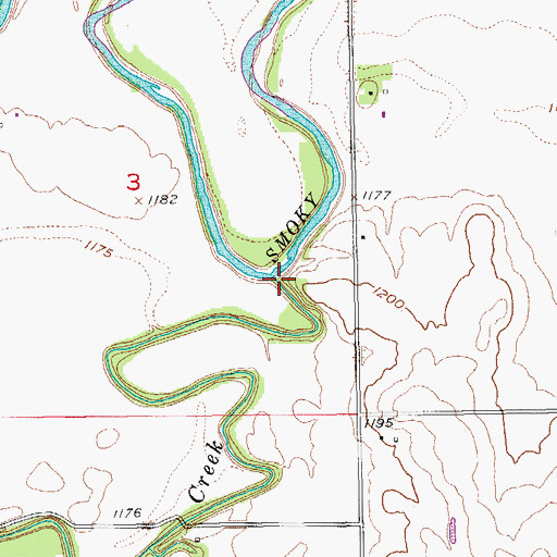 Topographic Map of Gypsum Creek, KS