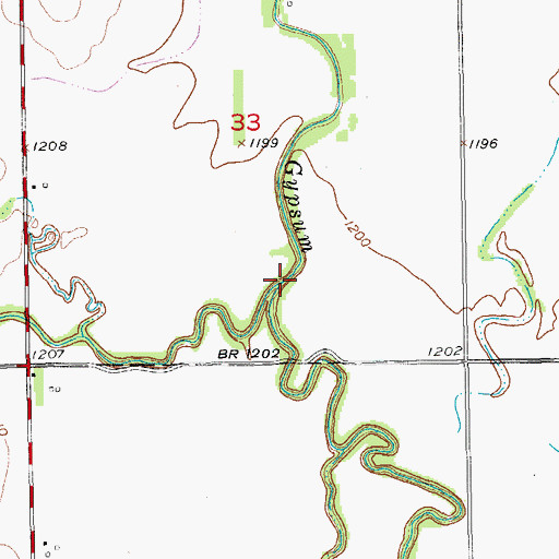 Topographic Map of West Branch Gypsum Creek, KS
