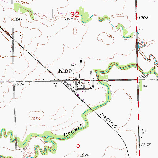 Topographic Map of Kipp, KS