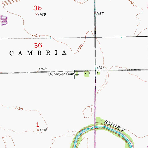 Topographic Map of Donmyer Cemetery, KS