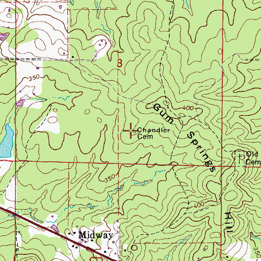Topographic Map of Chandler Cemetery, AR