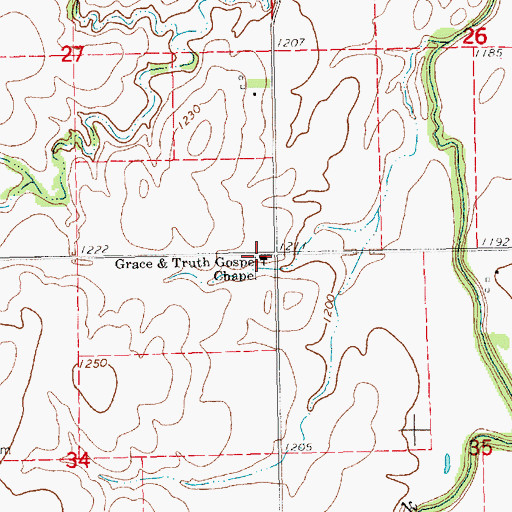 Topographic Map of Grace and Truth Gospel Chapel, KS