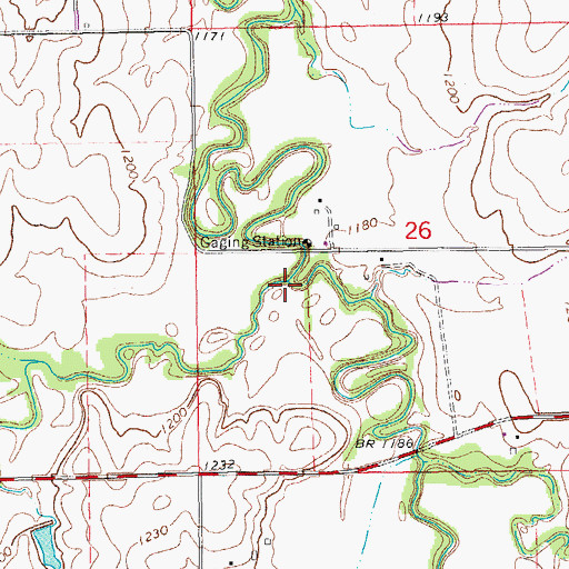 Topographic Map of West Branch Turkey Creek, KS