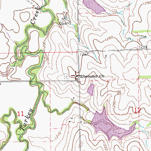 Topographic Map of Ebenezer Baptist Church, KS