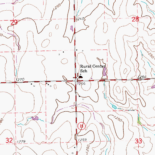 Topographic Map of Rural Center Church, KS