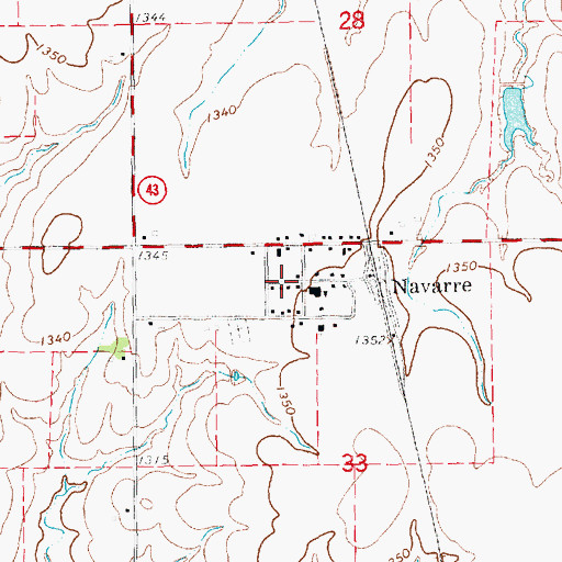 Topographic Map of Navarre, KS