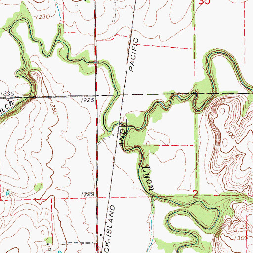 Topographic Map of West Branch Lyon Creek, KS
