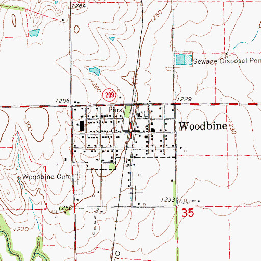Topographic Map of Woodbine, KS