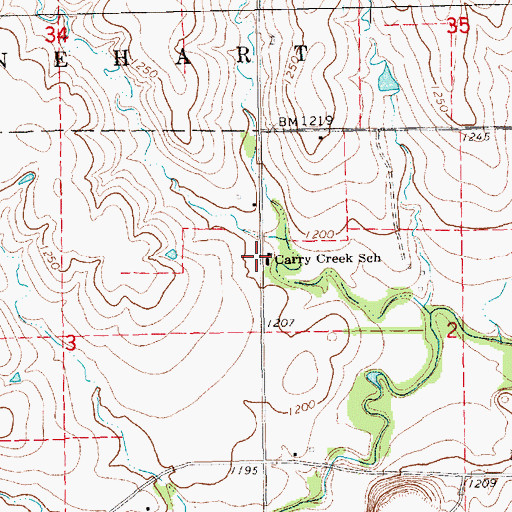 Topographic Map of Carry Creek School (historical), KS