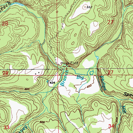 Topographic Map of Chaney Branch, AR
