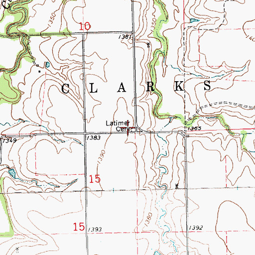 Topographic Map of Latimer Cemetery, KS