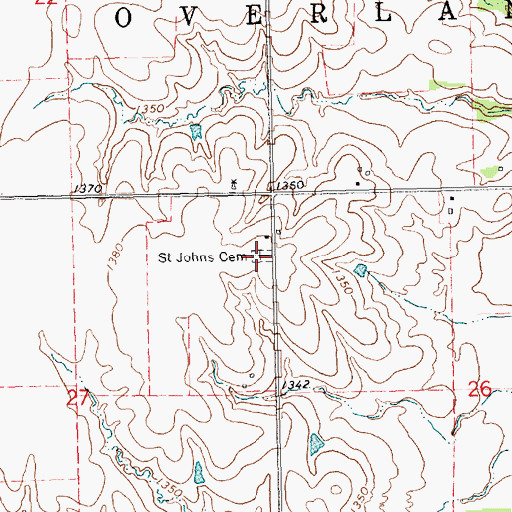 Topographic Map of Saint John's Cemetery, KS