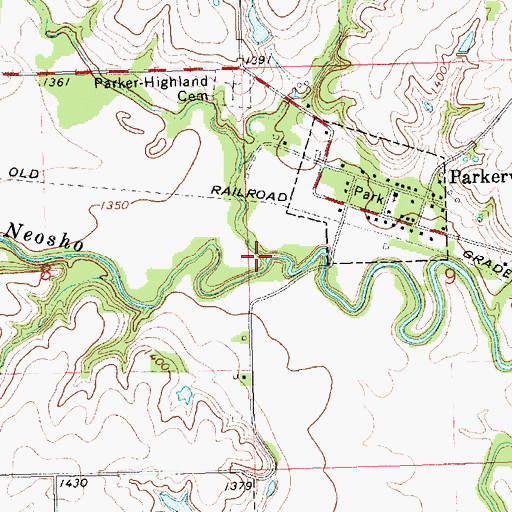 Topographic Map of Parkers Creek, KS