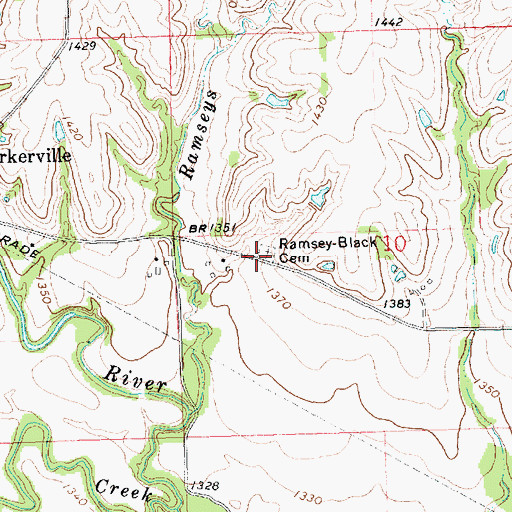 Topographic Map of Ramsey-Black Cemetery, KS