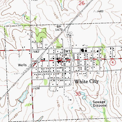 Topographic Map of White City, KS