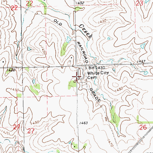 Topographic Map of White City Cemetery, KS