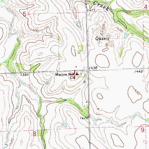 Topographic Map of Marion Hill Lutheran Church, KS