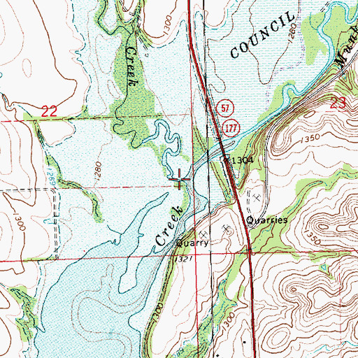 Topographic Map of Short Creek, KS