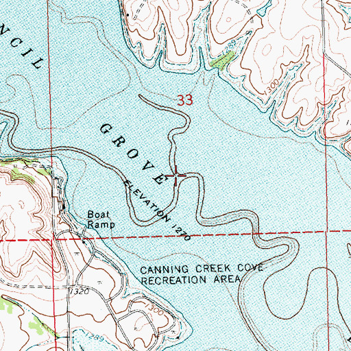 Topographic Map of Slough Creek, KS