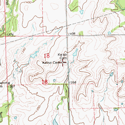 Topographic Map of Kelso Cemetery, KS