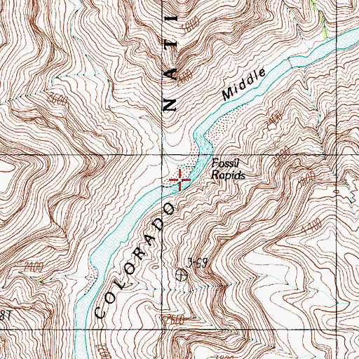 Topographic Map of Fossil Rapids, AZ
