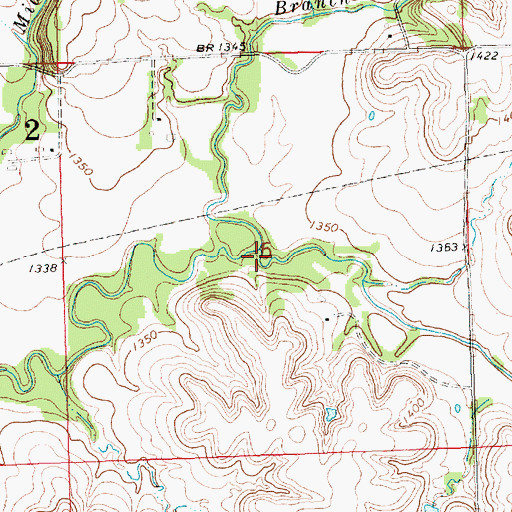 Topographic Map of Elkhorn Creek, KS