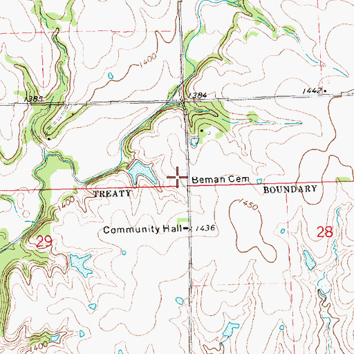 Topographic Map of Bemoan Cemetery, KS