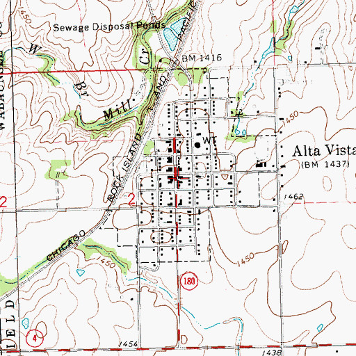 Topographic Map of Alta Vista, KS