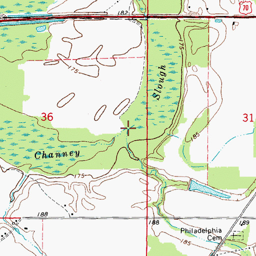 Topographic Map of Channey Slough, AR